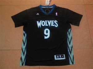 Maillot De Basket Minnesota Timberwolves Ricky Rubio 9 Short Sleeve Noir